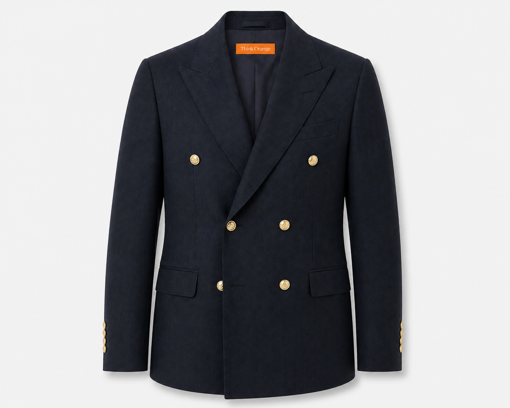 Double-Breasted Tailored Blazer – Navy