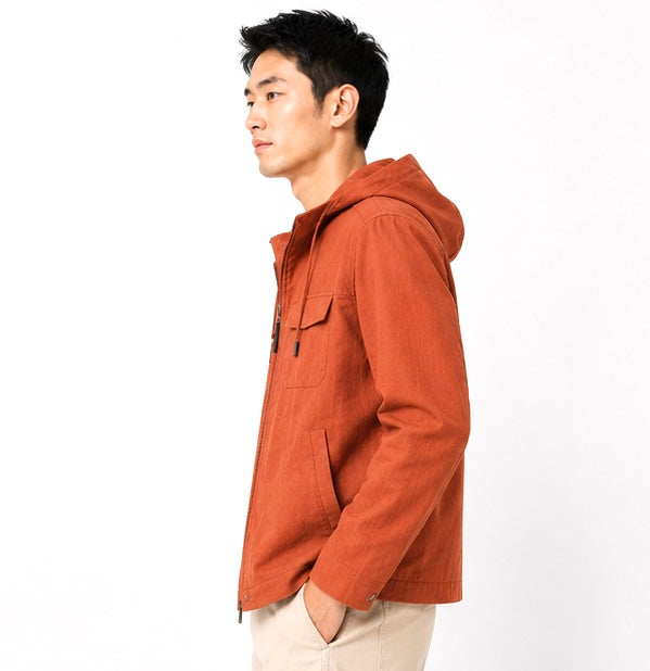Lightweight Hooded Set Jacket - Rust