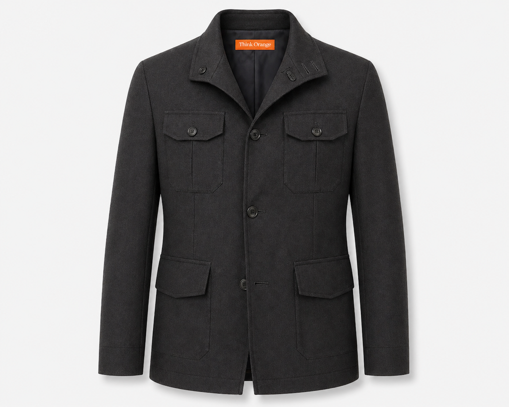 Tailored Utility Blazer Jacket – Navy