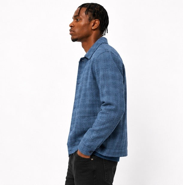 Textured Button Jacket - Blue