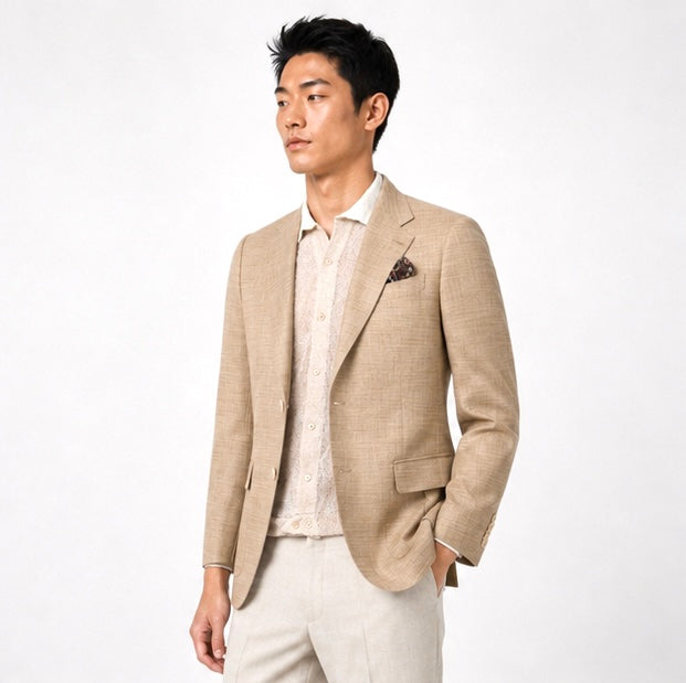 Tailored Linen Blend Blazer – Sand