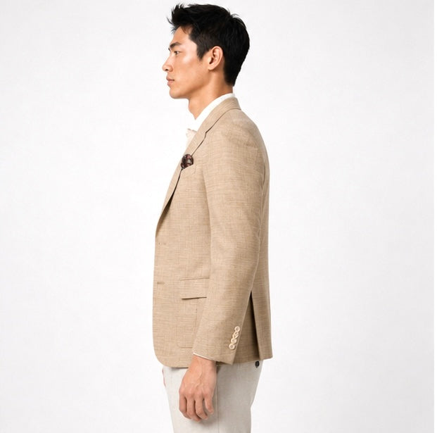 Tailored Linen Blend Blazer – Sand