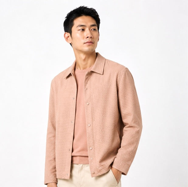 Textured Overshirt – Peach