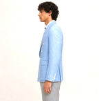 Double-Breasted Tailored Blazer - Sky Blue