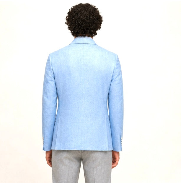 Double-Breasted Tailored Blazer - Sky Blue