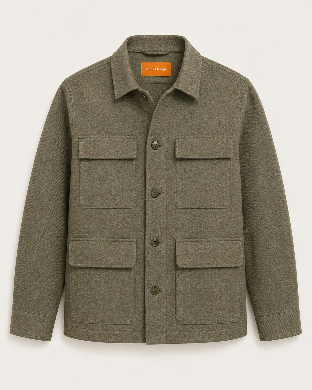 Utility Textured Overshirt – Olive