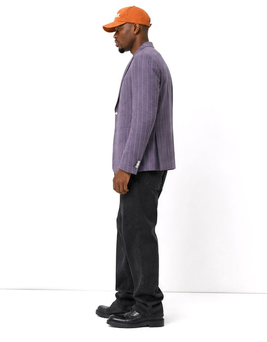 Men’s Wool–Linen–Silk Stripe Blazer Jacket