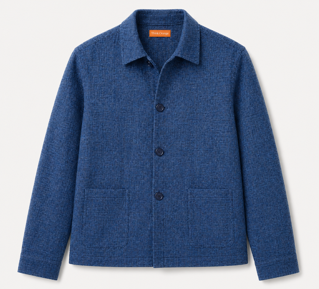 Textured Button Jacket - Blue
