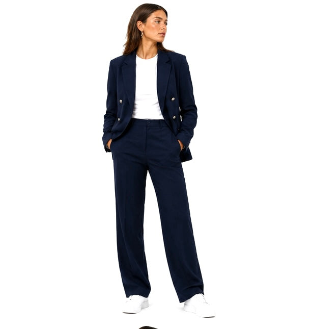 Double-Breasted Tailored Blazer – Navy