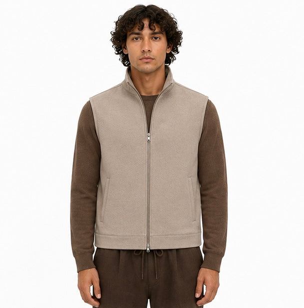 Minimal Zip Vest – Taupe