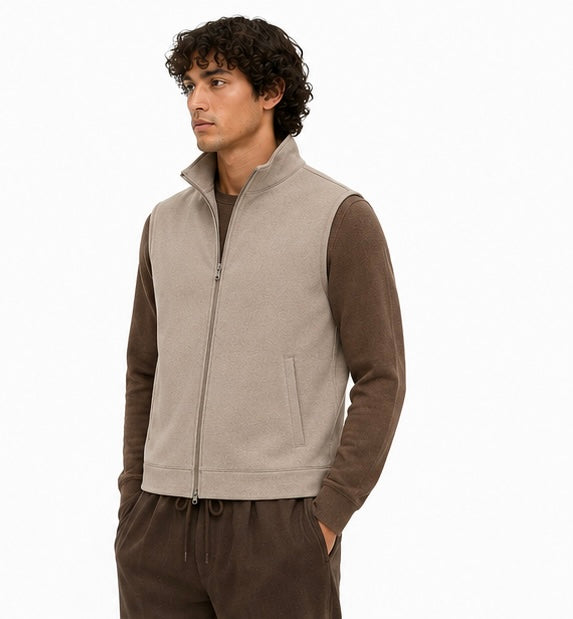 Minimal Zip Vest – Taupe