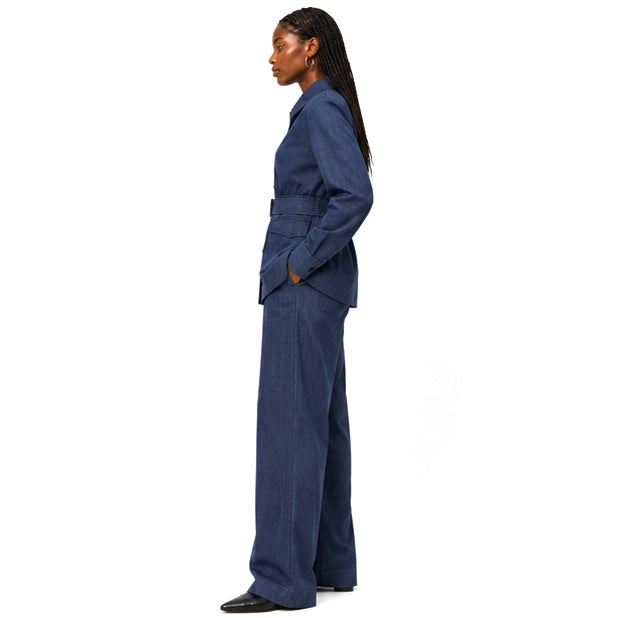 Belted Structured Jacket – Navy