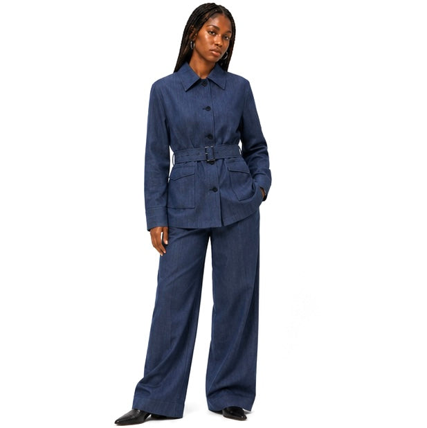 Belted Structured Jacket – Navy