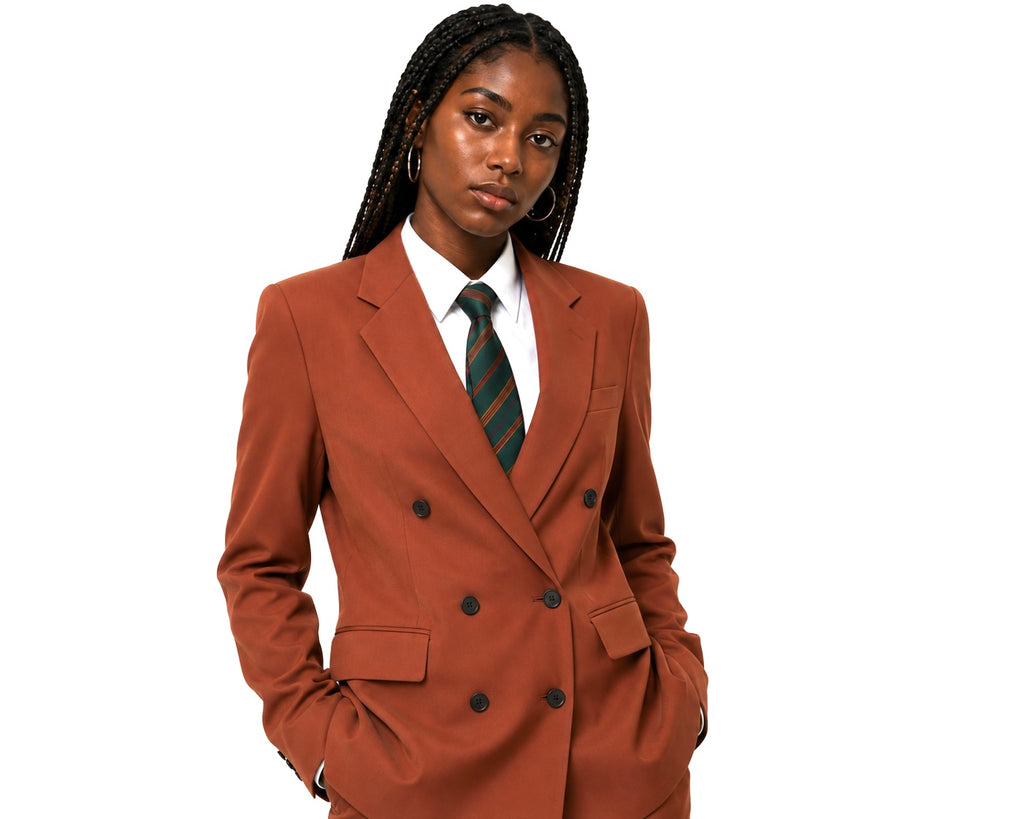 Terracotta Double-Breasted Tailored Blazer