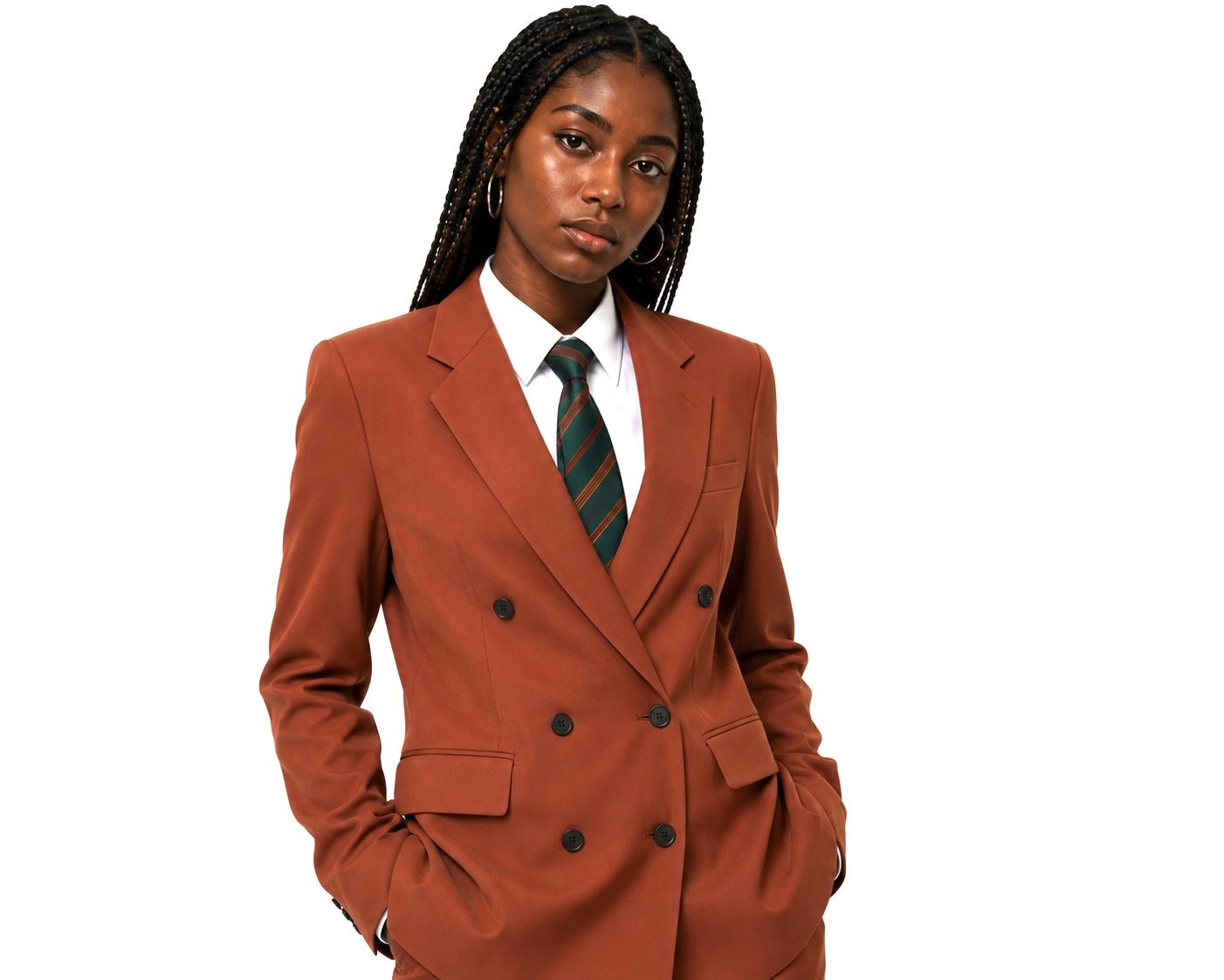 Terracotta Double-Breasted Tailored Blazer