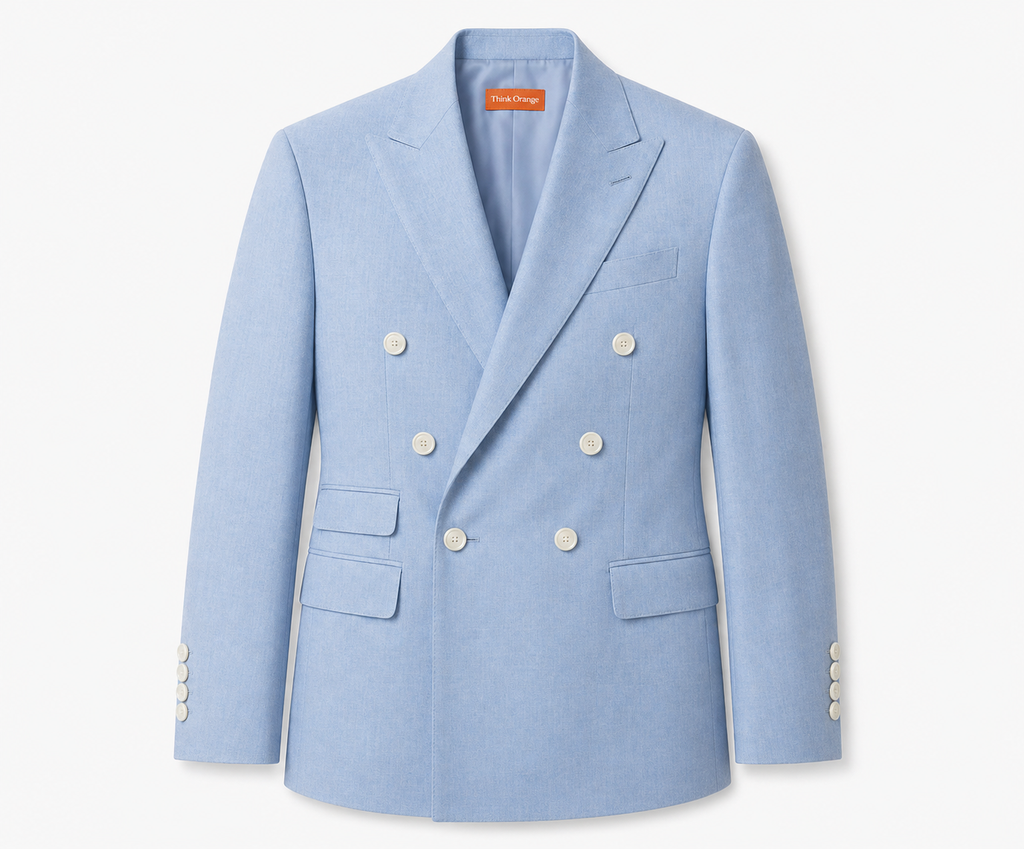 Double-Breasted Tailored Blazer - Sky Blue