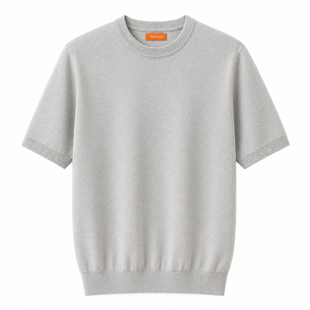 Knit Short Sleeve Crew - Light Grey