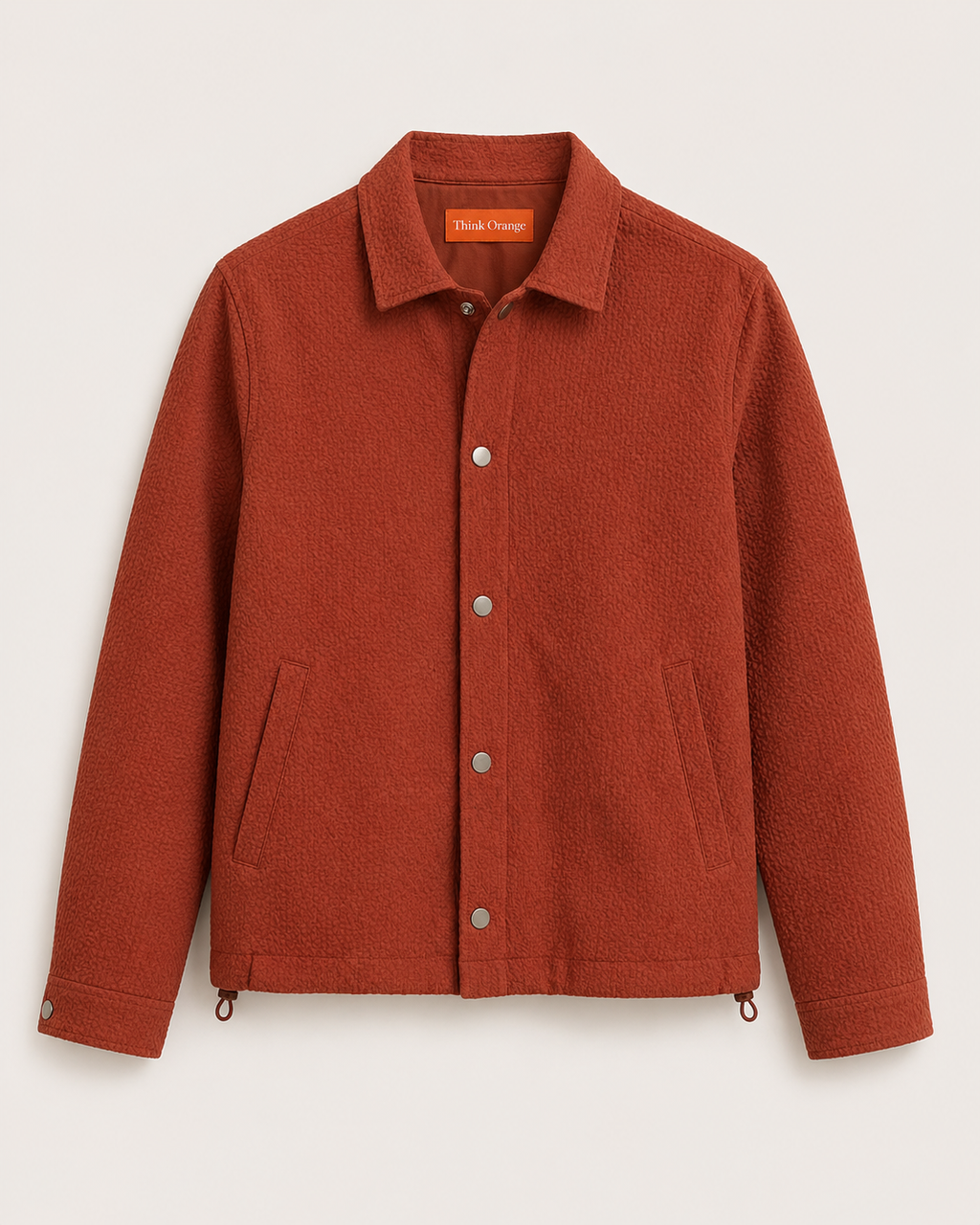 Textured Button Jacket – Rust