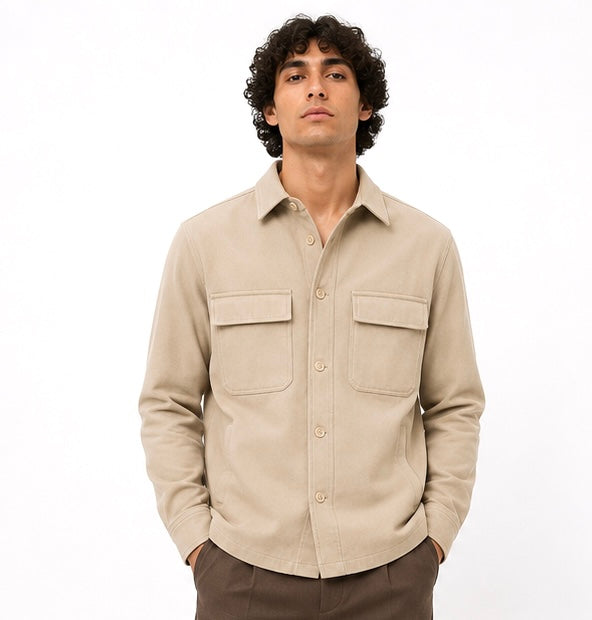 Structured Utility Shirt Jacket – Beige