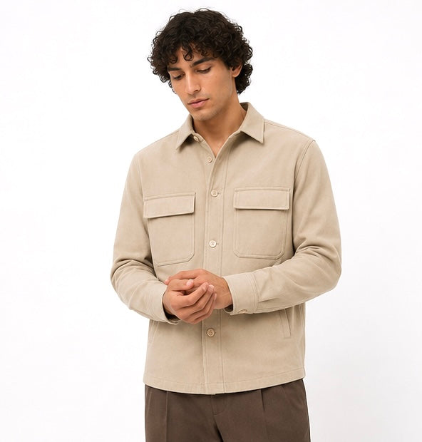 Structured Utility Shirt Jacket – Beige