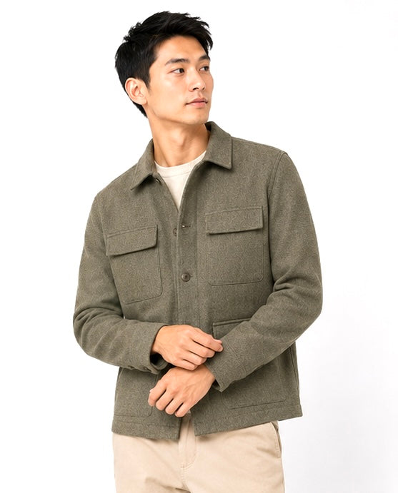 Utility Textured Overshirt – Olive