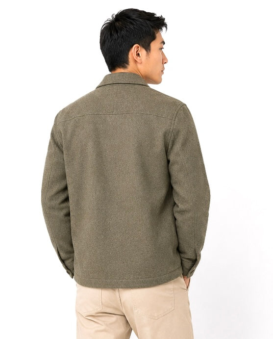 Utility Textured Overshirt – Olive
