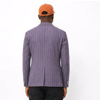 Men’s Wool–Linen–Silk Stripe Blazer Jacket