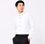 White Bib-Front Wing-Collar Dress Shirt