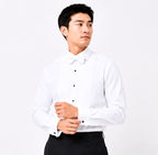 White Bib-Front Wing-Collar Dress Shirt