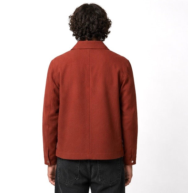 Textured Button Jacket – Rust