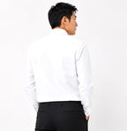 White Wide Spread-Collar Dress Shirt