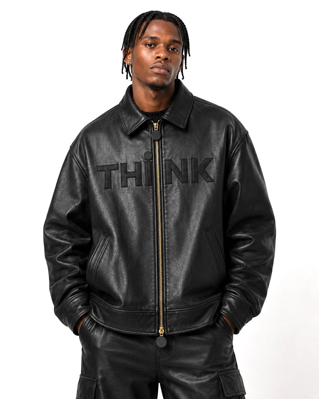 Signature Leather Zip Jacket  New York State of Thinking