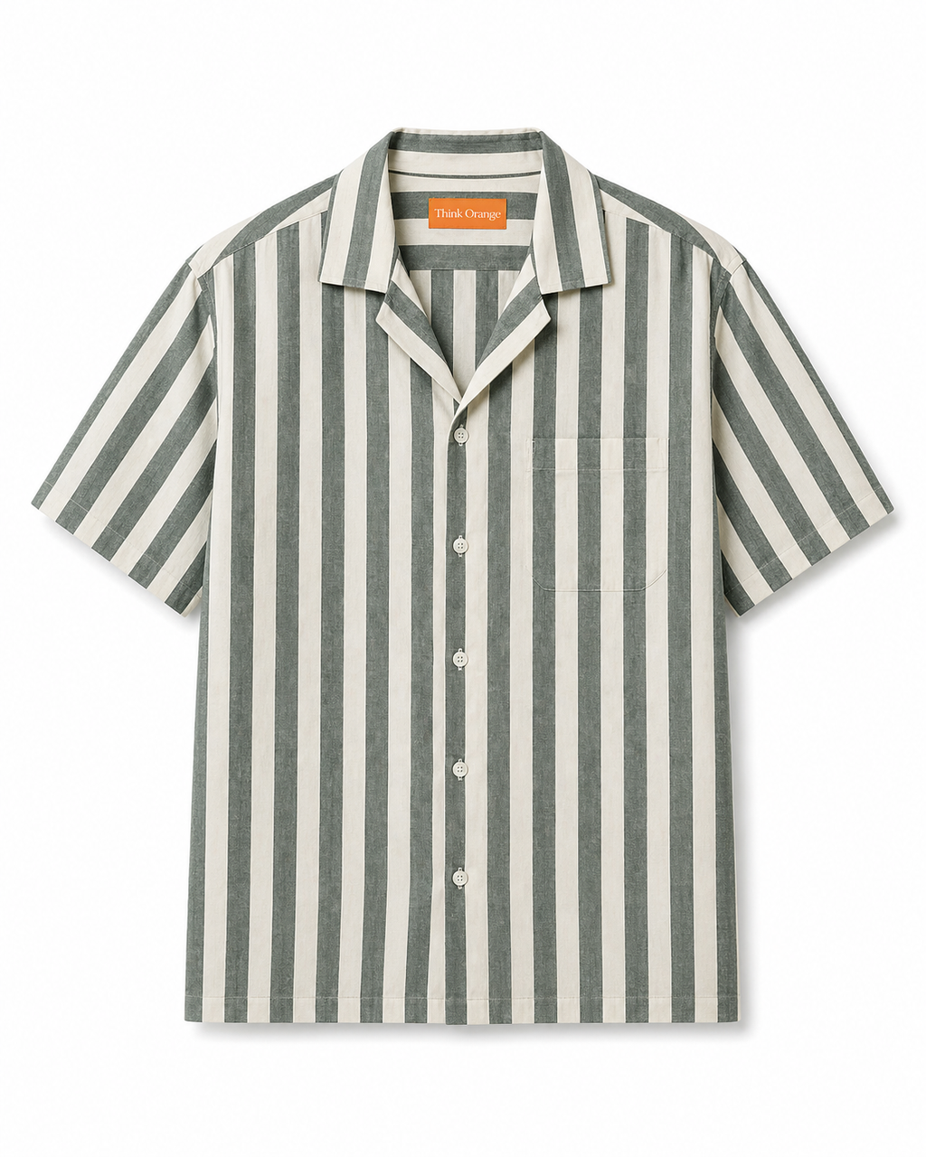 Vertical Stripe Short Sleeve Shirt – Green / White