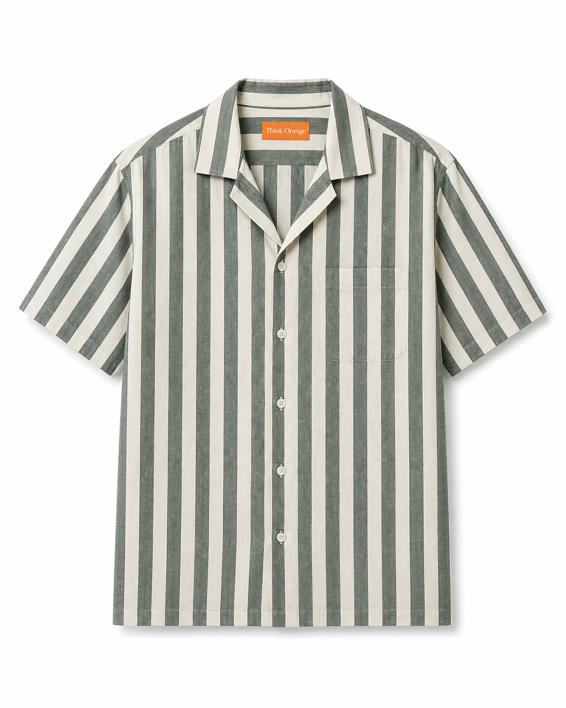 Vertical Stripe Short Sleeve Shirt – Green / White