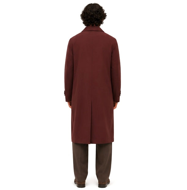 Deep Burgundy Relaxed-Fit Long Coat