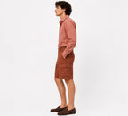 Herringbone Linen Cargo Shorts - Rust
