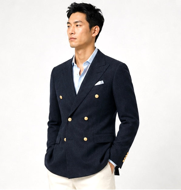 Double-Breasted Tailored Blazer – Navy