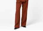 High-Waisted Pleated Wide-Leg Trousers - Burnt Orange