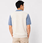 Contrast Knit Polo – White / Blue