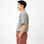 Vertical Stripe Short Sleeve Shirt – Green / White