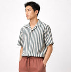 Vertical Stripe Short Sleeve Shirt – Green / White