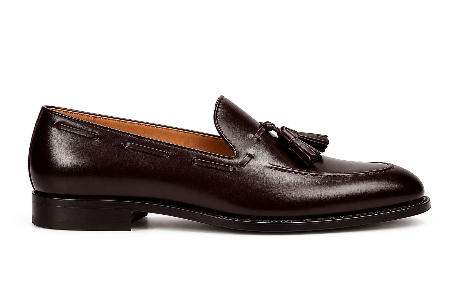Dark Brown Leather Tassel Loafers