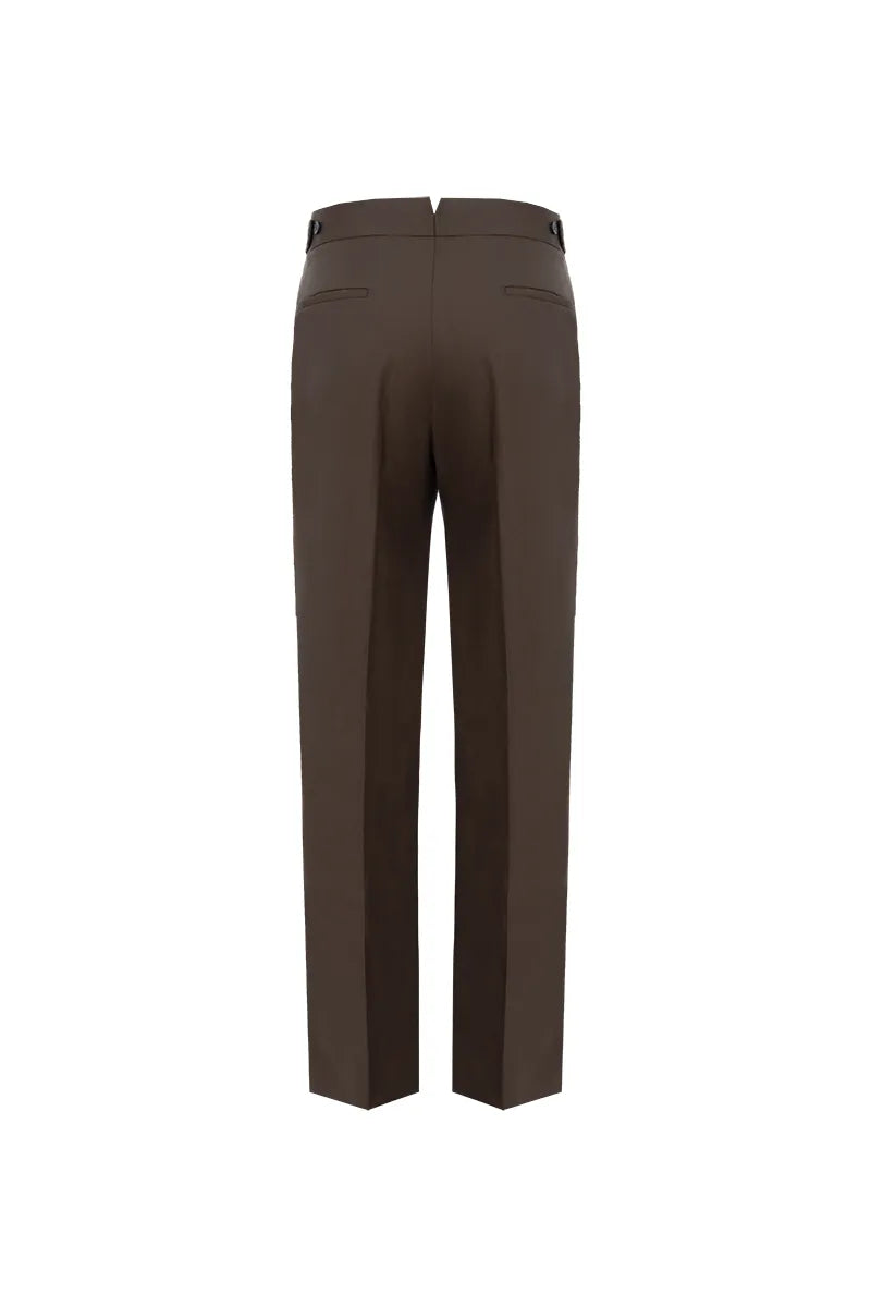 Relaxed Pleated Wool Trousers with Side Adjusters