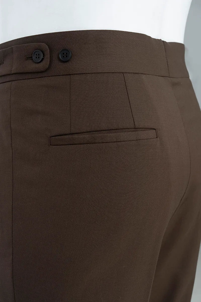Relaxed Pleated Wool Trousers with Side Adjusters