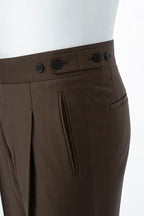 Relaxed Pleated Wool Trousers with Side Adjusters