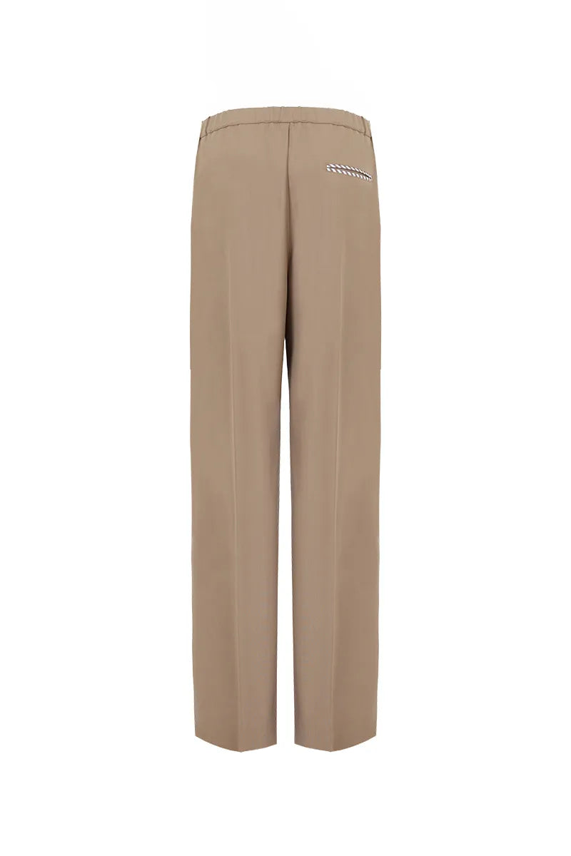 Relaxed Tailored Wide-Leg Drawstring Trouser – Camel