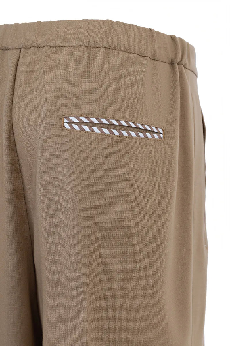 Relaxed Tailored Wide-Leg Drawstring Trouser – Camel