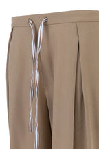 Relaxed Tailored Wide-Leg Drawstring Trouser – Camel