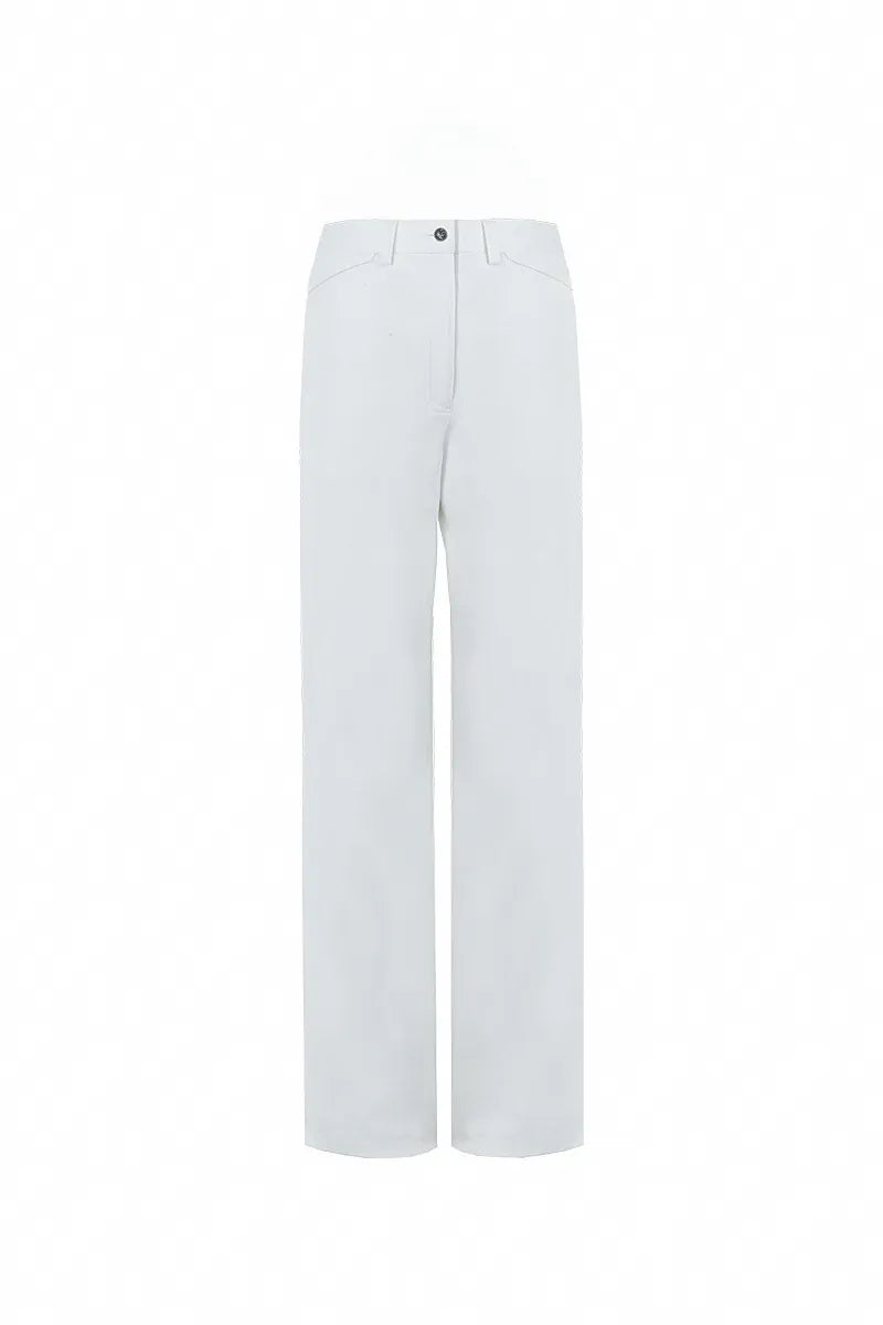 High-Waisted Wide-Leg Cotton Stretch Trousers