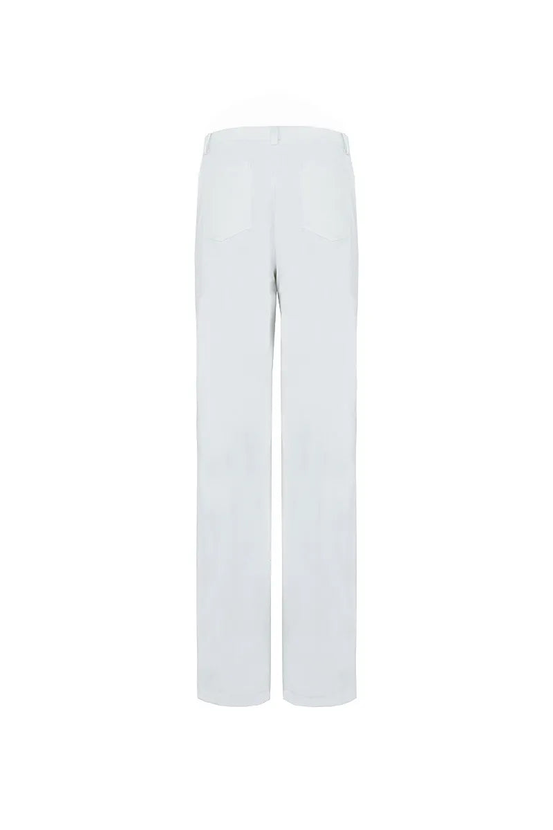 High-Waisted Wide-Leg Cotton Stretch Trousers